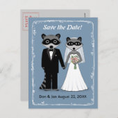 Wasberen bruiloft Save the Date Blue Aankondigingskaart (Voorkant / Achterkant)