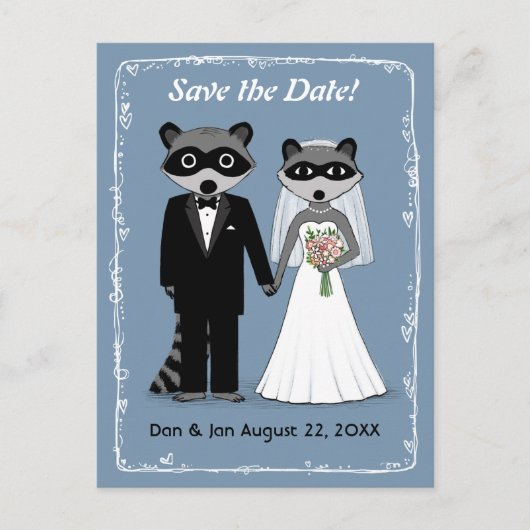 Wasberen bruiloft Save the Date Blue Aankondigingskaart (Voorkant)