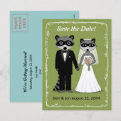 Wasberen bruiloft Save the Date Green Aankondigingskaart (Voorkant / Achterkant)