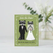 Wasberen bruiloft Save the Date Green Aankondigingskaart (Staand voorkant)