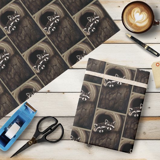 Wasberen Bruine Schattigee Boom Cadeaupapier