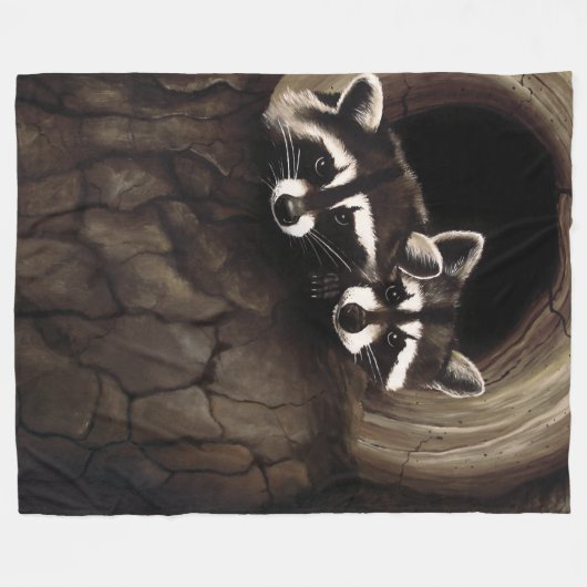 Wasberen Bruine Schattigee Boom Fleece Deken (Voorkant (Horizontaal))