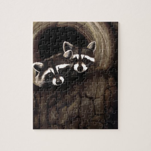 Wasberen Bruine Schattigee Boom Legpuzzel (Verticaal)