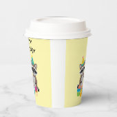 Wasberen en cupcakes verjaardag lichtgeel papieren bekers (Links)