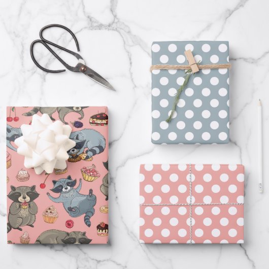 Wasberen en desserts inpakpapier set vel (Voorkant)