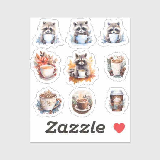 Wasberen en koffie gezellige winter sticker (Vel)