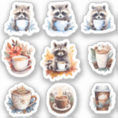 Wasberen en koffie gezellige winter sticker (Voorkant)