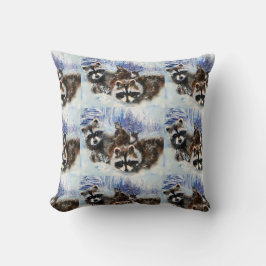 Wasberen en Sneeuw van Originele Kunst Kussen