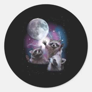 wasberen huilen bij de maan wasbeer ronde sticker