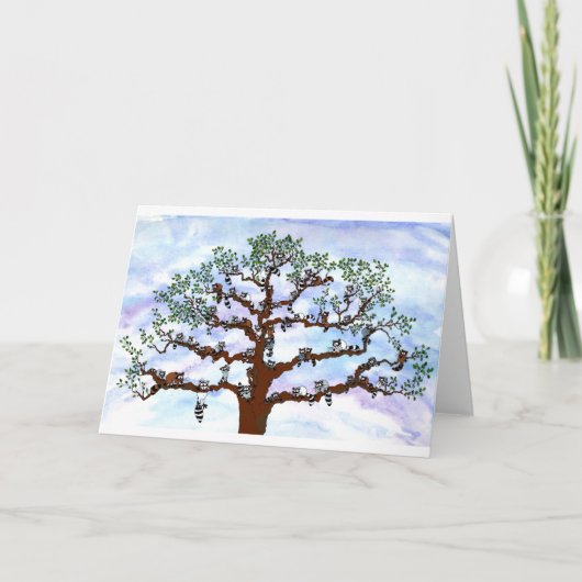 Wasberen in een boom notitiekaartje (Voorkant)