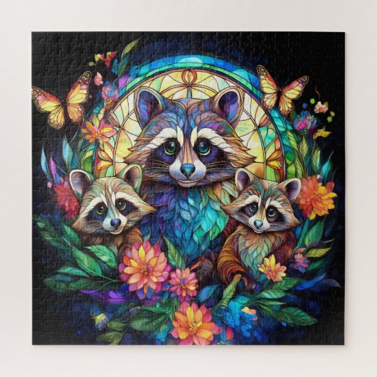 Wasberen in Glas in Lood Legpuzzel (Verticaal)