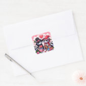 Wasberen in liefde pixelkunst vierkante sticker (Envelop)