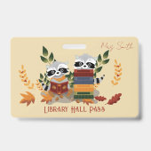 Wasberen met boeken Bibliotheek Hall Pass Badge (Voorzijde)