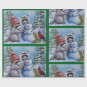 Wasberen sneeuwman & kardinaal Wrapping Papier (Vlak)
