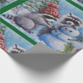 Wasberen sneeuwman & kardinaal Wrapping Papier (Hoek)