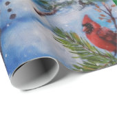 Wasberen sneeuwman & kardinaal Wrapping Papier (Rol Hoek)