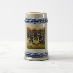 Wasberen spelen Golf Stein Bierpul