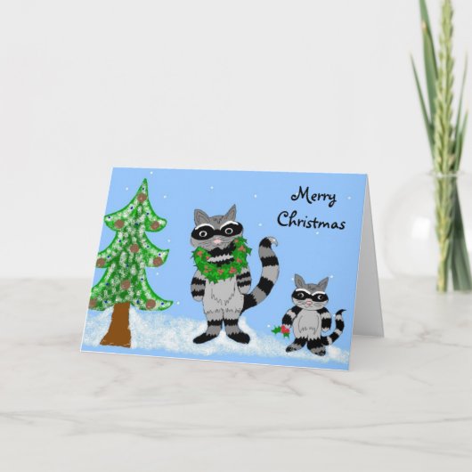 Wasberen vrolijk kerstfeest feestdagen kaart (Voorkant)