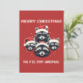 Wasberen Vrolijke Kerstmis Ya smerig dier Feestdagenkaart (Staand voorkant)