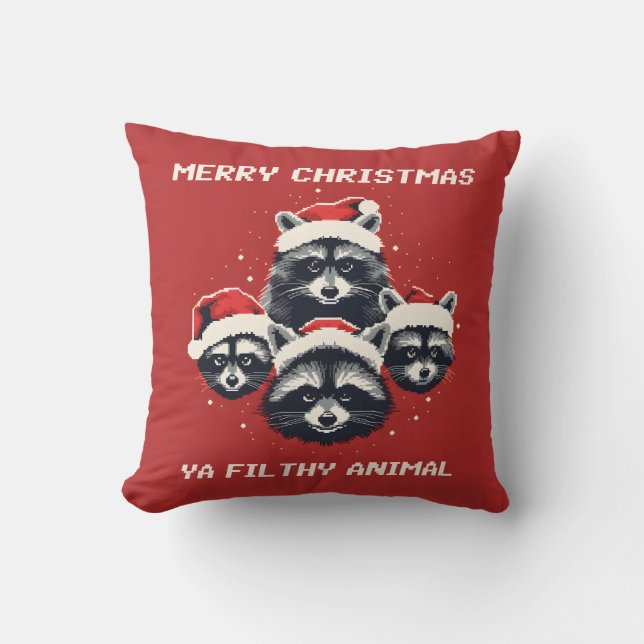Wasberen Vrolijke Kerstmis Ya smerig dier Kussen (Voorkant)