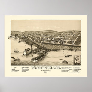 Wasbrand, WI Panorama - 1886 Poster