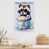 Waschbär mit Cupcake Poster (Keuken)