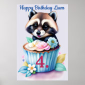 Waschbär mit Cupcake Poster (Voorkant)