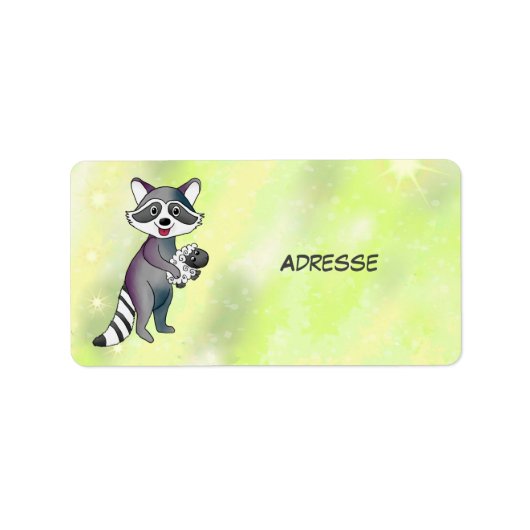 Waschbär mit Schaf Aufkleber Etiket (Voorkant)