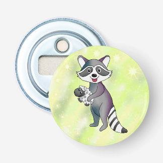 Waschbär mit Schaf Button Flesopener