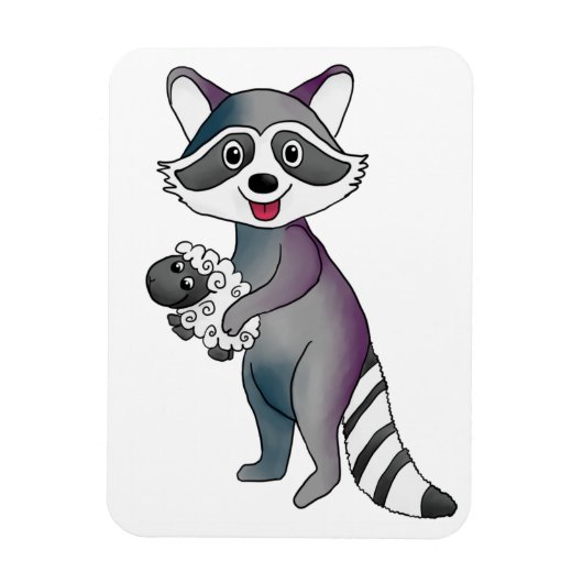 Waschbär mit Schaf Magneet (Verticaal)