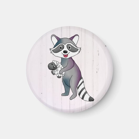 Waschbär mit Schaf Magneet (Voorkant)