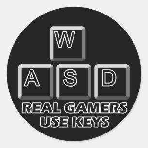 WASD - Echte gamers gebruiken sleutels Ronde Sticker