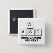 WASD - Echte gamers gebruiken sleutels Vierkante Button 5,1 Cm (Voorkant /achterkant)