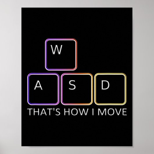 Wasd Gaming Design - Iconisch toetsenbord voor pc- Poster (Voorkant)