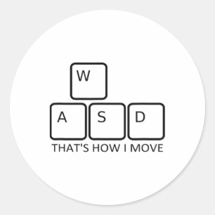 Wasd Gaming Design - Iconisch toetsenbord voor pc- Ronde Sticker