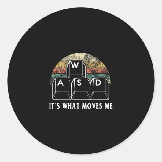 Wasd het is wat me beweegt - Grappige pc-gamer com Ronde Sticker (Voorkant)