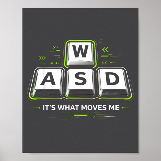 Wasd Het Is Wat Me Beweegt .grappige Pc Gamer Comp Poster (Voorkant)