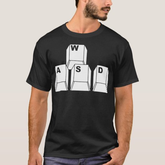 WASD PC Computer T-shirt Toetsenbord Video Game Fu (Voorkant)