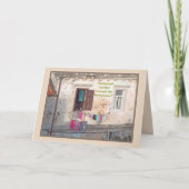 Wasdag / kleurrijke wasserij buiten het raam kaart (Voorkant)