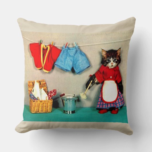 wasdag voor tabby kitten kussen (Voorkant)