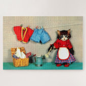 wasdag voor tabby kitten legpuzzel (Horizontaal)