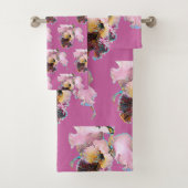 Wasdoek ingesteld op Orchideeën in Roze Bad Handdoek (Insitu)
