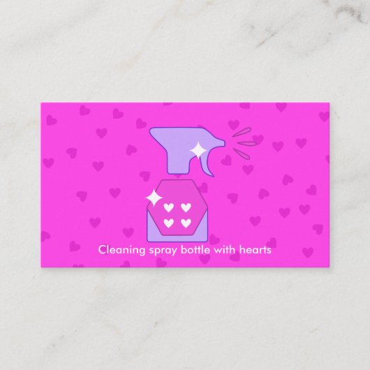 Wasen van roze kunststofspray op flessen visitekaartje (Voorkant)