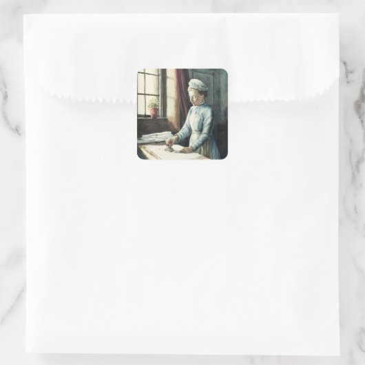 Wasgoed, c.1880 vierkante sticker (Tas)