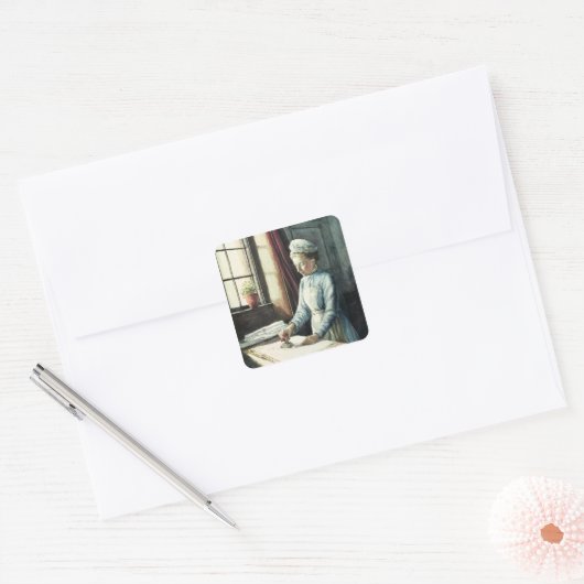 Wasgoed, c.1880 vierkante sticker (Envelop)