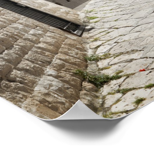 Wasgoed dat in een steegje in Italië droog is Poster (Hoek)