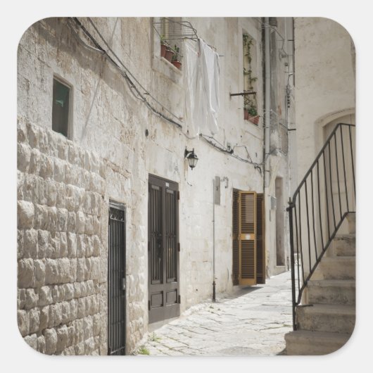 Wasgoed dat in een steegje in Italië droog is Vierkante Sticker (Voorkant)