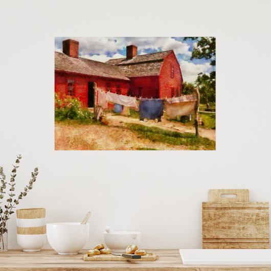 Wasgoed - De wasmiddellijn Poster (Keuken)