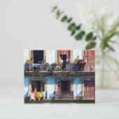 Wasgoed op balkons, Paseo del Prado, Cuba Briefkaart (Staand voorkant)