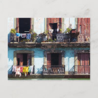 Wasgoed op balkons, Paseo del Prado, Cuba